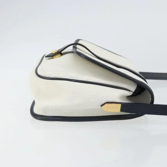 Authentic SAINT LAURENT Shoulder Bag PVC White Gold - Picture 10 of 16